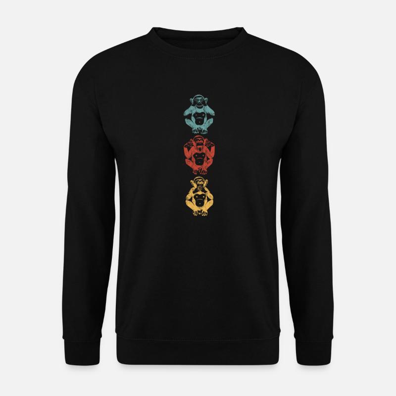3 Monkeys Wisdom Seeing Nothing Listen Saying colorful - Unisex Sweatshirt - black