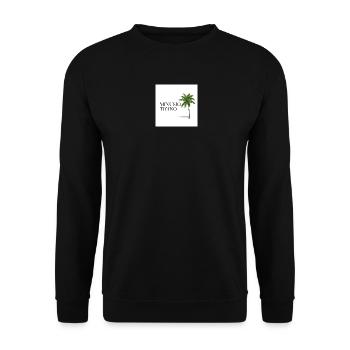 Tropischer Minusio Ticino Palmenmotiv - Unisex Pullover - Schwarz - Vorne - Alina (178cm) & Michal (187cm)