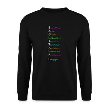 SAGITTAIRE Sympathique Active Géniale Indépendante - Sweat-shirt Unisexe - noir - Devant - Alina (178cm) & Michal (187cm)