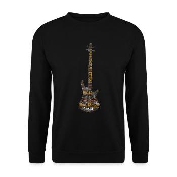 Bass Guitar Word Cloud for Bassist Bass Player - Sweat-shirt Unisexe - noir - Devant - Alina (178cm) & Michal (187cm)