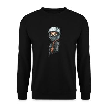 Lady Biker für eine Motorradfahrerin Bikerin - Unisex Pullover - Schwarz - Vorne - Alina (178cm) & Michal (187cm)