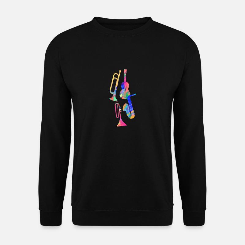 Jazz,Instrumente,Trompete,Guitarre,Saxophon - Unisex Pullover - Schwarz