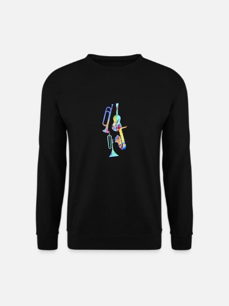 Jazz,Instrumente,Trompete,Guitarre,Saxophon - Unisex Pullover - Schwarz