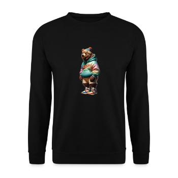 Bär mit Wintermütze - Unisex Pullover - Schwarz - Vorne - Alina (178cm) & Michal (187cm)