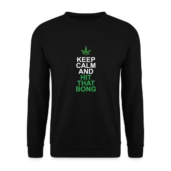 Keep Calm Bong Kiffer - Unisex Pullover - Schwarz - Vorne - Alina (178cm) & Michal (187cm)