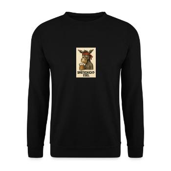 Spätschicht Esel - Unisex Pullover - Schwarz - Vorne - Alina (178cm) & Michal (187cm)