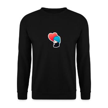 Femme au cheveux bleux et coeur façon chibi manga - Sweat-shirt Unisexe - noir - Devant - Alina (178cm) & Michal (187cm)