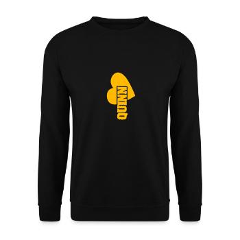 Geschenk für Quinn - Unisex Pullover - Schwarz - Vorne - Alina (178cm) & Michal (187cm)