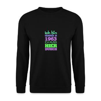 1963 - Unisex Pullover - Schwarz - Vorne - Alina (178cm) & Michal (187cm)