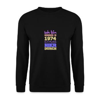 Je suis en 1974 - Sweat-shirt Unisexe - noir - Devant - Alina (178cm) & Michal (187cm)