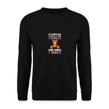 Garderie Sortants Première Primaire Inscription Écolier - Sweat-shirt Unisexe - noir - Devant - Alina (178cm) & Michal (187cm)