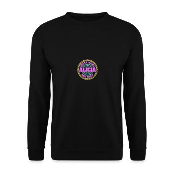 Geschenk für Alicia - Unisex Pullover - Schwarz - Vorne - Alina (178cm) & Michal (187cm)