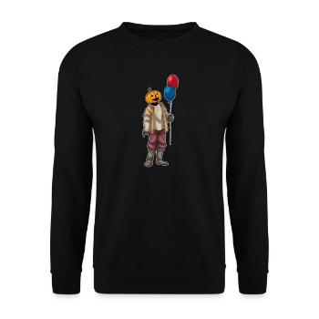 Jack O'Lantern Halloween Luftballon - Unisex Pullover - Schwarz - Vorne - Alina (178cm) & Michal (187cm)