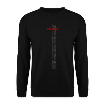 Alert! Antifascista! - Wortkunst rot/grau - Unisex Pullover - Schwarz - Vorne - Alina (178cm) & Michal (187cm)