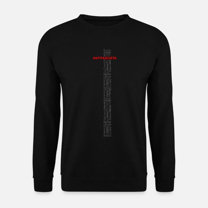 Alerte! Antifasciste ! - Art des mots rouge/gris - Sweat-shirt Unisexe - noir
