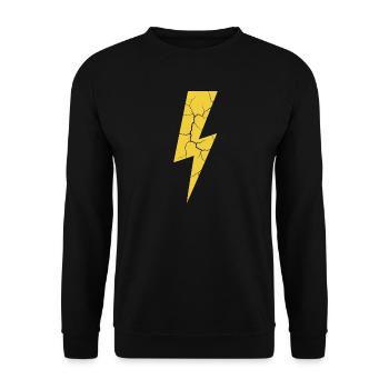 Blitz Blitzschlag Gewitter Strom Sturm - Unisex Pullover - Schwarz - Vorne - Alina (178cm) & Michal (187cm)