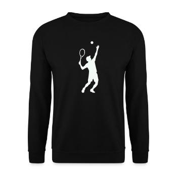 Tennis Silhouette im Sprung - Unisex Pullover - Schwarz - Vorne - Alina (178cm) & Michal (187cm)