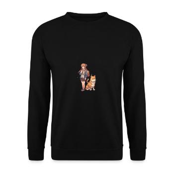 japanisch Hund Shiba Inu Mädchen beste Freunde - Unisex Pullover - Schwarz - Vorne - Alina (178cm) & Michal (187cm)