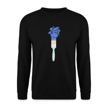 Floraler Pinsel - Unisex Pullover - Schwarz - Vorne - Alina (178cm) & Michal (187cm)