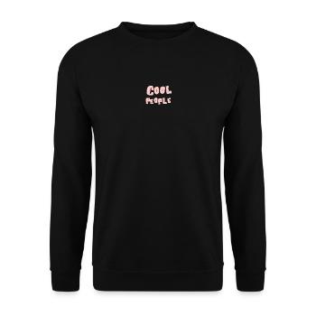 Cool People Pink Bubble Text - Unisex Pullover - Schwarz - Vorne - Alina (178cm) & Michal (187cm)