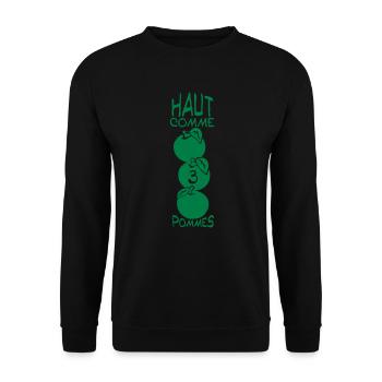 haut comme trois 3 pommes citation humour - Sweat-shirt Unisexe - noir - Devant - Alina (178cm) & Michal (187cm)