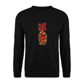Molotowcocktail. Petrykivka Malerei. Kunst machen - Unisex Pullover - Schwarz - Vorne - Alina (178cm) & Michal (187cm)
