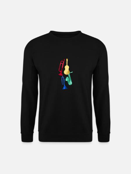 Jazz,Instruments,Trumpet,Guitar,Saxophone - Unisex Sweatshirt - black