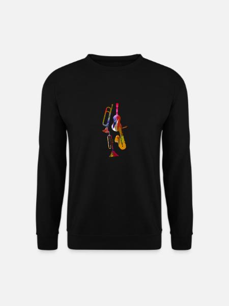 Jazz,Instruments,Trumpet,Guitar,Saxophone - Unisex Sweatshirt - black