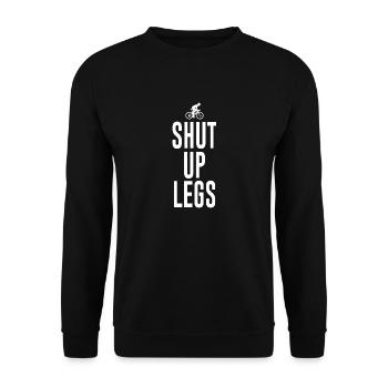 Shut up legs Spruch Fahrrad Radsport - Unisex Pullover - Schwarz - Vorne - Alina (178cm) & Michal (187cm)