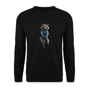 Sport-Waschbär - Unisex Pullover - Schwarz - Vorne - Alina (178cm) & Michal (187cm)