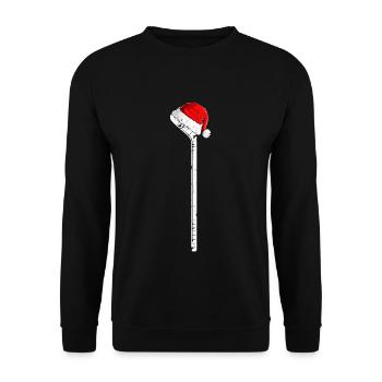 Eishockeyschläger Weihnachtsmütze Weihnachten - Unisex Pullover - Schwarz - Vorne - Alina (178cm) & Michal (187cm)