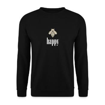 Beige Bee Happy Biene Be Happy - Unisex Pullover - Schwarz - Vorne - Alina (178cm) & Michal (187cm)