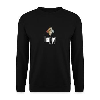Retro Bee Happy Biene Be Happy - Unisex Pullover - Schwarz - Vorne - Alina (178cm) & Michal (187cm)