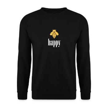 Yellow Bee Happy Bee Be Happy - Unisex Sweatshirt - black - Front - Alina (178cm) & Michal (187cm)