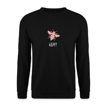 Pink Bee Happy Bee Be Happy - Unisex Sweatshirt - black - Front - Alina (178cm) & Michal (187cm)
