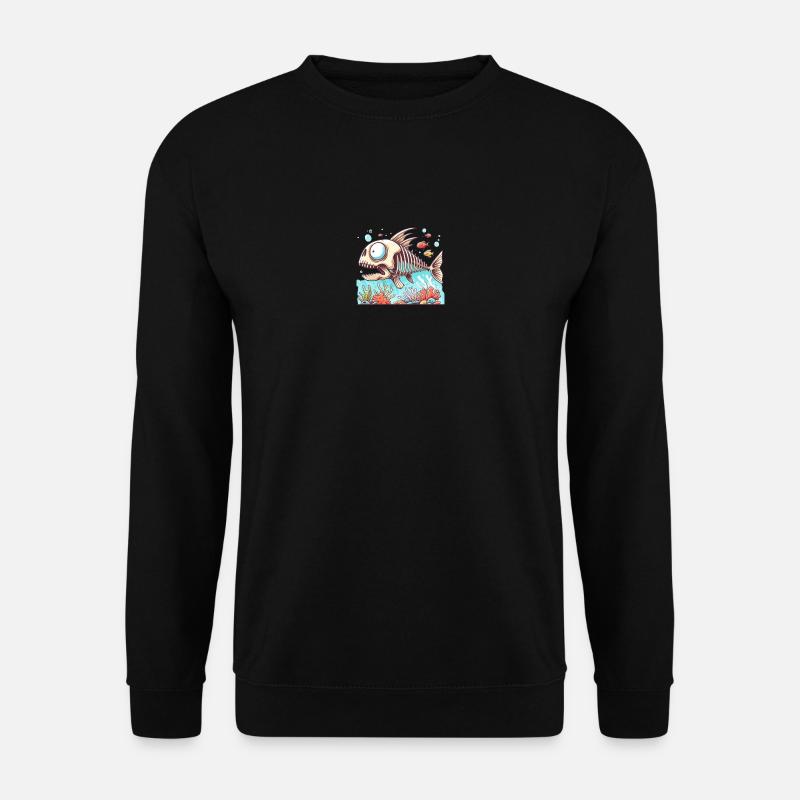 Skelett Fisch Karikatur 4 - Unisex Pullover - Schwarz