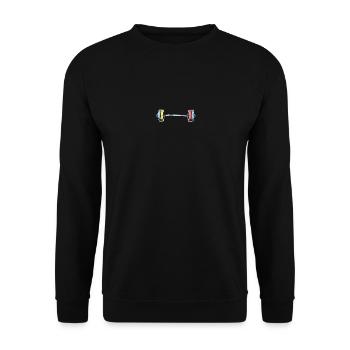 Kleine Hantel - bunt - Unisex Pullover - Schwarz - Vorne - Alina (178cm) & Michal (187cm)