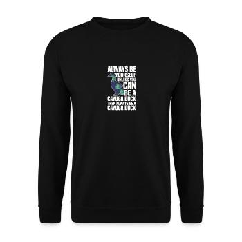 Cayuga canard nourriture enclos animal en peluche Cayuga - Sweat-shirt Unisexe - noir - Devant - Alina (178cm) & Michal (187cm)