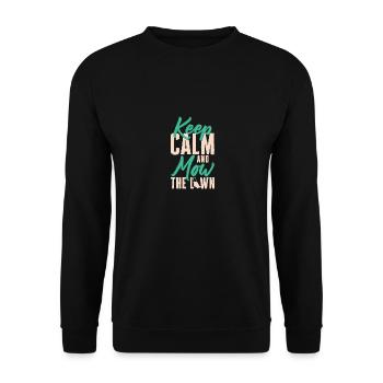 Keep Calm And Mow The Lawn Funny Lawn Mowing - Unisex Sweatshirt - black - Front - Alina (178cm) & Michal (187cm)