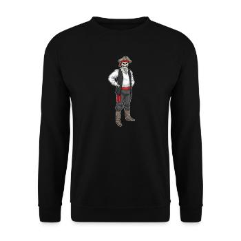 Skeleton Halloween Pirate - Unisex Sweatshirt - black - Front - Alina (178cm) & Michal (187cm)