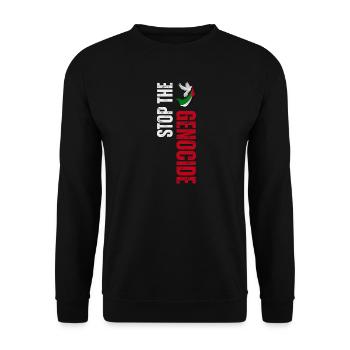 Stop the genocide, free Palestine - Unisex Sweatshirt - black - Front - Alina (178cm) & Michal (187cm)