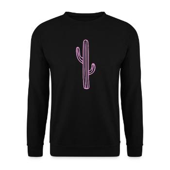 Minimal Cactus Shirt – Boho Desert Aesthetic - Unisex Sweatshirt - black - Front - Alina (178cm) & Michal (187cm)
