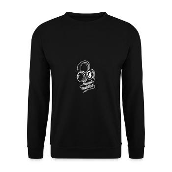 Musiksüchtiger Musiker Gift - Unisex Pullover - Schwarz - Vorne - Alina (178cm) & Michal (187cm)