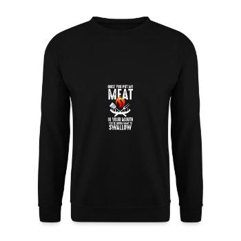 Mets ma viande dans ta bouche Citation drôle - Sweat-shirt Unisexe - noir - Devant - Alina (178cm) & Michal (187cm)