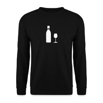 Wein Geschenkidee Weinglas Weinflasche - Unisex Pullover - Schwarz - Vorne - Alina (178cm) & Michal (187cm)