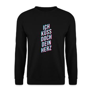 ich küss doch dein herz ♥ trendiger spruch gaming - Unisex Pullover - Schwarz - Vorne - Alina (178cm) & Michal (187cm)