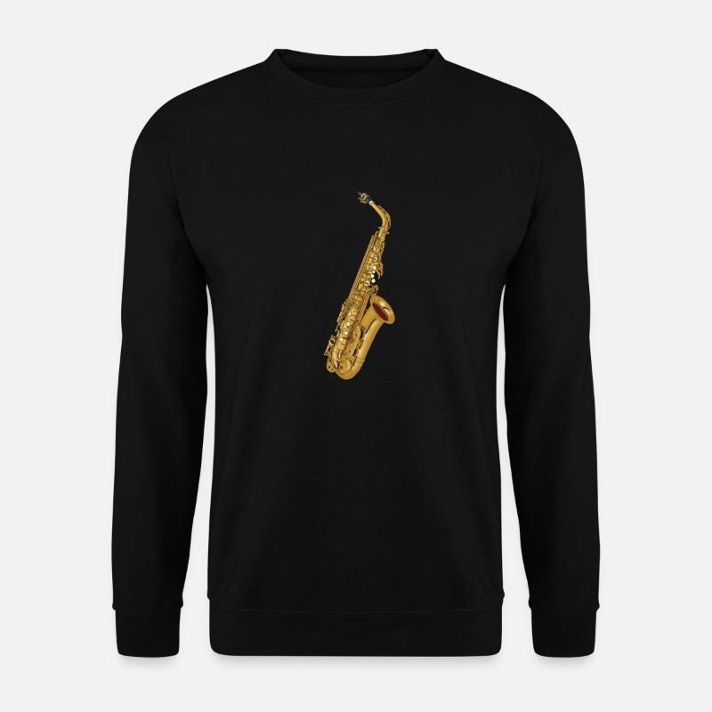 Saxofon in Gold - Unisex Pullover - Schwarz
