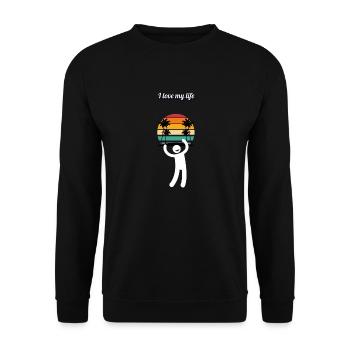 I love my life - Unisex Pullover - Schwarz - Vorne - Alina (178cm) & Michal (187cm)