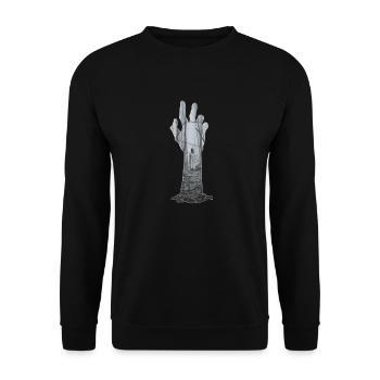 Halloween Zombie arm - Unisex Sweatshirt - black - Front - Alina (178cm) & Michal (187cm)