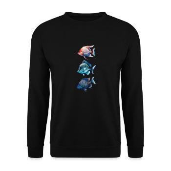 Bunte Meeresfische Trio - Unisex Pullover - Schwarz - Vorne - Alina (178cm) & Michal (187cm)